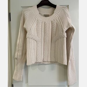 Burberry Cream Cable Knit Cropped Sweater in X-Small